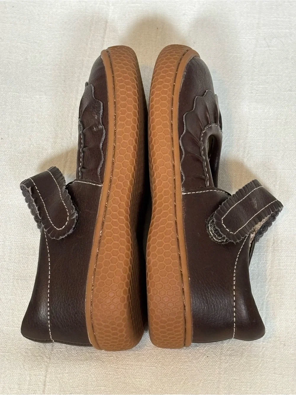 Livie & Luca Ruche Classic Mary Jane Leather Shoes-Mocha Brown-Toddler Girls 8